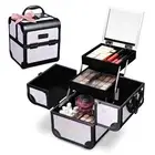 Byootique Makeup Train Case Cosmetic Organizer w/ Mirror Artist Pure ForgetMeNot
