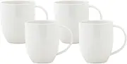 Maxwell & Williams White Basics Diamonds Coupe Mug 370ML Set of 4 Gift Boxed
