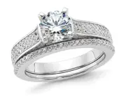 Sterling Silver Engagement Bridal Wedding Ring Set with Cubic Zirconia (CZ)