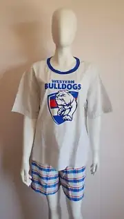 Western Bulldogs AFL AFBUL0228 Ladies Short Sleeve Check Pyjama Set Size XXL New