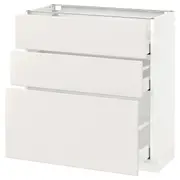 METOD base cabinet with 3 drawers, white Maximera/Veddinge white, 80x37x80 cm