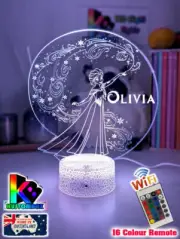 PERSONALISED FROZEN ELSA PRINCESS 3D LED Night Light Colour Changing Room Lamp