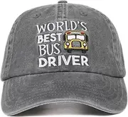 [INNObeta] School Bus Driver Appreciation Gifts Cap for Women, Adjustable Embroidered Baseball Hat for Christmas Grey, Grey