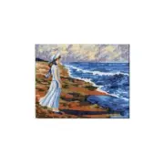 Lady By Sea Tapestry Design Printed On Canvas #S1418.06