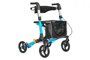 Alston 2 In 1 Foldable X-Fold Mobility Walker Rollator Chair Aid 8 Inch Wheel Max Load 136KG with Zippered Storage Bag for Elderly Seniors Indoor Outdoor Use