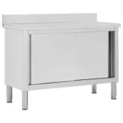 Stainless Steel Kitchen Bench Sliding Doors Food Prep Table Work Storage Shelf