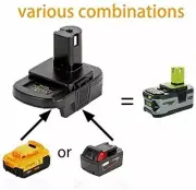 For DEWALT For Milwaukee 20V/18V Battery Adapter Convert to For RYOBI 18V Drill