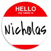 Hello My Name Is Nicholas - 100 Pack Circle Stickers 3 Inch - Customizable