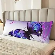 Flower Butterfly Body Pillow Cover Ultra Soft Microfiber Pillowcases Breathable Long Pillow Case Fuzzy Bed Pillow Protector with Zipper Full Body Pillowcase 20x54 Inches