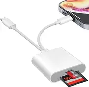 SD Card Reader for i-Phone iPad, USB C SD Card Reader with Dual Slot for MicroSD/SD, Type C OTG Adapter, Camera Card Viewer Memory Card Reader, SD Card Reader for i-Phone/iPad/Android/Camera
