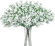 BOMAROLAN Artificial Baby Breath Flowers Fake Gypsophila Bouquets 12 Pcs Fake Real Touch Flowers for Wedding Decor DIY Home Party(White)