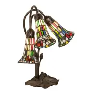 Meyda Tiffany 251692 Pond Lily 3 Light 16" Tall Gooseneck Table - MultiColor