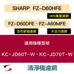 【原廠套組】夏普 FZ-D60HFE＋D60DFE＋水活力A60MFE 清淨機濾網 KC-JD60T、70T（附發票）