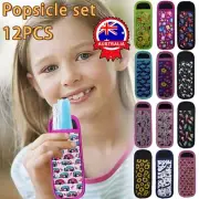 12PCS Icy Pole Holder Cooler Sleeve Stubby Ice Pop Block Cover Popsicle Kits AU