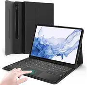Jarttarn Compatible with Samsung Galaxy Tab S8 Plus/S7 FE/S7 Plus 2022 12.4 inch Keyboard Case Tablet Cover with Bluetooth Keyboard for Galaxy Tab S8+ Case (Black)