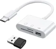 3-in-1 OTG USB SD Card Reader & Adapter, USB C to SD/TF/Micro USB Card Reader for Android/PC, Portable Multi-Function Read for Flash Drives, SDXC & MicroSD Cards