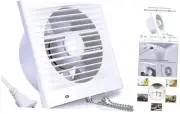 6 Inch Wall-Mounted Exhaust Fan, 18W Ventilation Extractor with Anti-backflow