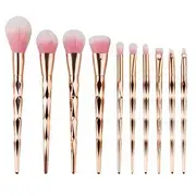 Stroke of Beauty - Set of 10: Makeup Brushes Set of 10 - 032 - Rose Gold Handle - Pink - One Size