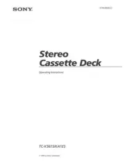 Sony TC-KA1ES Tape Deck Owners Manual