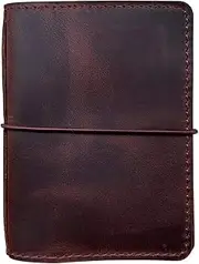 newestor Travelers Notebook Cover with Inner Pockets, Card Slots and Pen Holder, Passport Size, Dark Brown