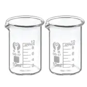 2pcs 10ml Low Form Glass Beaker 3.3 Borosilicate Graduated Lab Measuring Cups