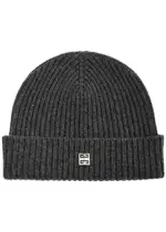 Givenchy Ribbed Logo Wool-blend Beanie - Grey ONE SIZE