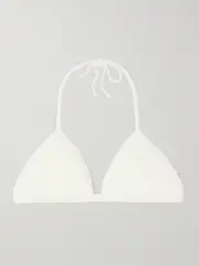 [Eres] Eres - The Vogue Extra Grosgrain-trimmed Jacquard Triangle Halterneck Bikini Top - Off-white - FR 40 FR 40 Off-white