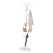 Coat Rack Freestanding with Marble Base, Heavy Duty Coat Tree with Hooks White