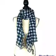 NWT Steve Madden Plaid Wrap Scarf Black White lightweight sarong cover-up