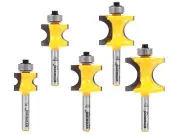 5 Bit Bullnose Router Bit Set - 1/4" Shank - Yonico 13515q
