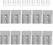 Plug Connectors Tool Compatible with Anderson Style, 10Pcs Grey 50 AMP 6AWG 12-24V DC Power Contacts Plugs,with Solid Copper Terminals for Car Van Modes Motorcycle