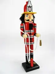 Firefighter Nutcracker Fireman 16" Wooden English By Ashland 2018 Wood