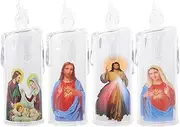 MUCKLILY Easter Scene Candles LED Flameless Candles Battery Operated LED Warm Light Flickering Candles Xmas Pillar Candle Set for Holiday Table Decorations (Bright)