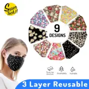 Washable Reusable Floral Anti Air Pollution Face Mouth Mask PM 2.5 Filters AUS