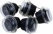 5pcs KCD1-2 Round Black 2 Pin SPST ON-Off Rocker Boat Switch 12V Snap+Waterproof Coa