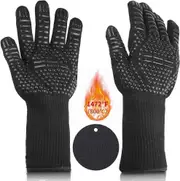 Lertenys Heat Glove, Oven Glove Comes with Silicone Pad, BBQ Gloves, Oven Glove, Non-Slip Oven Glove Up to 1472F/800C EN407 Certified, Heat Resista...