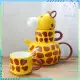 &#x1f4c3;附發票 創意陶瓷3D動物馬克杯咖啡套裝帶蓋勺杯子長頸鹿卡通情侶對杯茶杯181(371元)