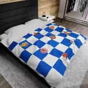 Cute Blue Retro Velveteen Plush Blanket