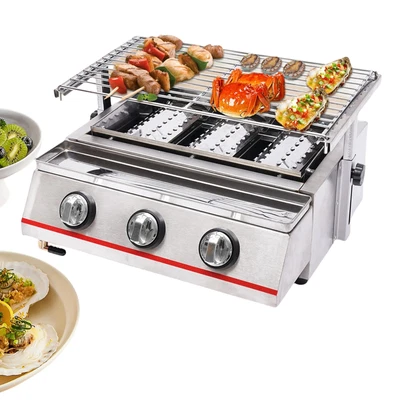 3-Burner Propane Gas BBQ Grill, Propane Steak Grill Stainless Steel Portable ...