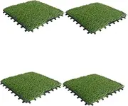 Totority 4Pcs Interlocking Artificial Grass Turf Tiles Decorative Synthetic Grass Mats for Garden Patio Balcony Easy Maintenance and Long Lasting Beauty