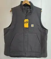 NEW Men's Carhartt Duck Sherpa-Lined Mock-Neck Vest Jacket Warm Med Charcoal M