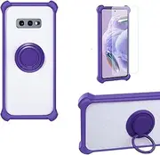 Case for Samsung Galaxy S10e Phone Case Cover [with 1*Tempered Glass Screen Protector] PC + Silicone [360 Metal Ring, Magnetic Car Mount] CSKB-ZI