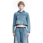 [ALEXANDER MCQUEEN] Denim Peplum Jacket Blue