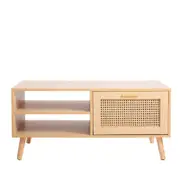 Casa Decor Santiago Rattan Coffee Table with Storage Drawer Oak