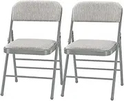 Amazing for less Pack of 2 (Fabric/Vinyl) Steel Frame Metal Foam Padded Folding Chairs (Black, Gray, White) (2-Pack - Fabric White)