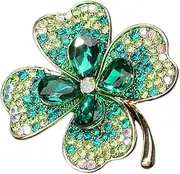 [WESIEVYA] Four Leaf Brooch Holiday Pins and Brooches Lucky Clovers Pin St Patricks Day Accessories St. Patricks Day Brooches Rhinestone Collar Pin Irish Pin Bag Pin Rhinestones Green