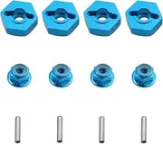 12mm Aluminum Wheel Hex Drive Hub Adaptor (4P) & M4 Locknut (4P) RC Model Car Parts Blue