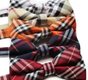 Mens Cotton Plaid Checkered Bow Tie Pre-Tied Mens Bowtie Wedding Formal Ties
