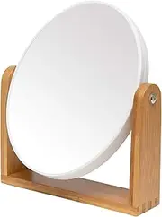 YEAKE Vanity Makeup Mirror with Natural Bamboo Stand,8 Inch 1X/3X Magnification Double Sided 360 Degree Swivel Magnifying Mirror,Portable Table Desk Countertop Mirror Bathroom Shaving Make Up Mirror