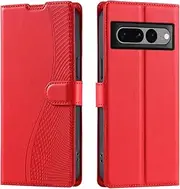 Compatible with Google Pixel 7 Pro 5G Kickstand Case Cover,Compatible with Google Pixel 7 Pro 5G Lanyard Magnetic Closure Wallet case Red